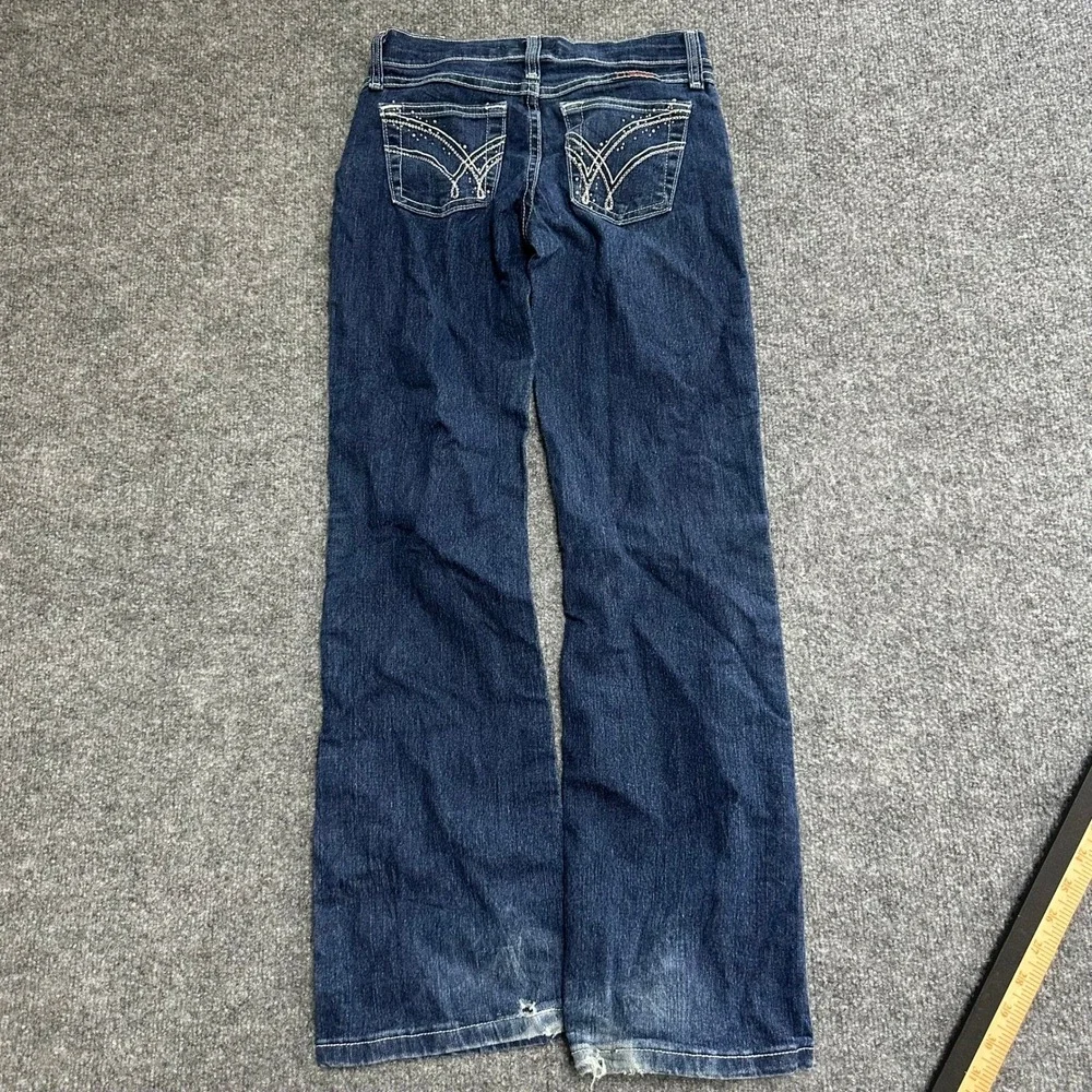 Wrangler Jeans Womens Size 10 Blue Q-Baby Bootcut Embroidered Frayed Hems Denim